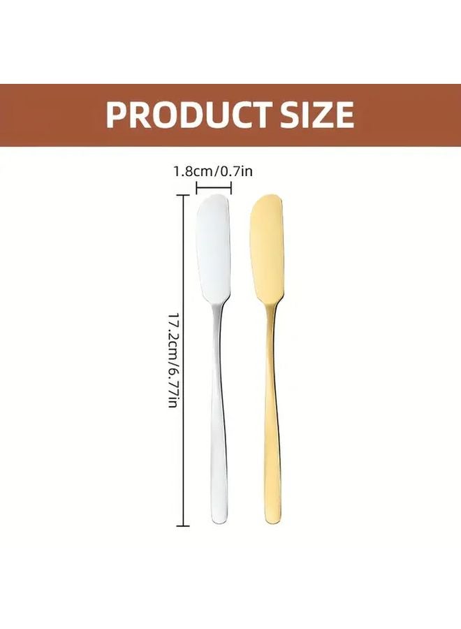 4Pcs Silvery Stainless Steel Cheese Butter Knife Set Rustproof Kitchen Tools - Image 2